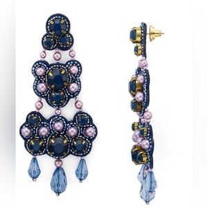 Tory Burch Blue Beaded Chandelier Earrings